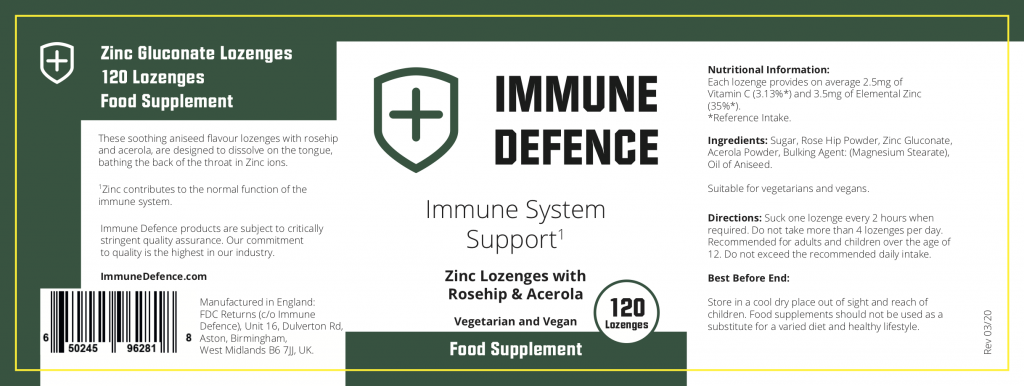 immune defence ingredient label